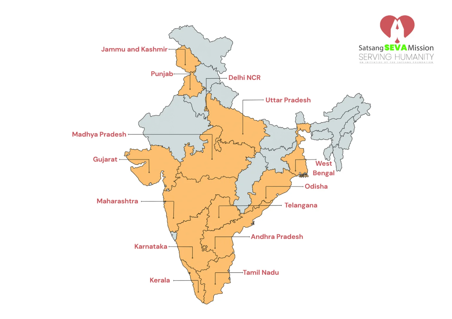 Satsang Seva Mission Outreach Map